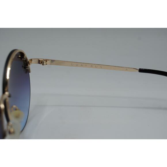 Quay Sunglasses I'm Rich Gold Frames/Smokey Blue Lenses W/Pearls - Picture 3 of 7